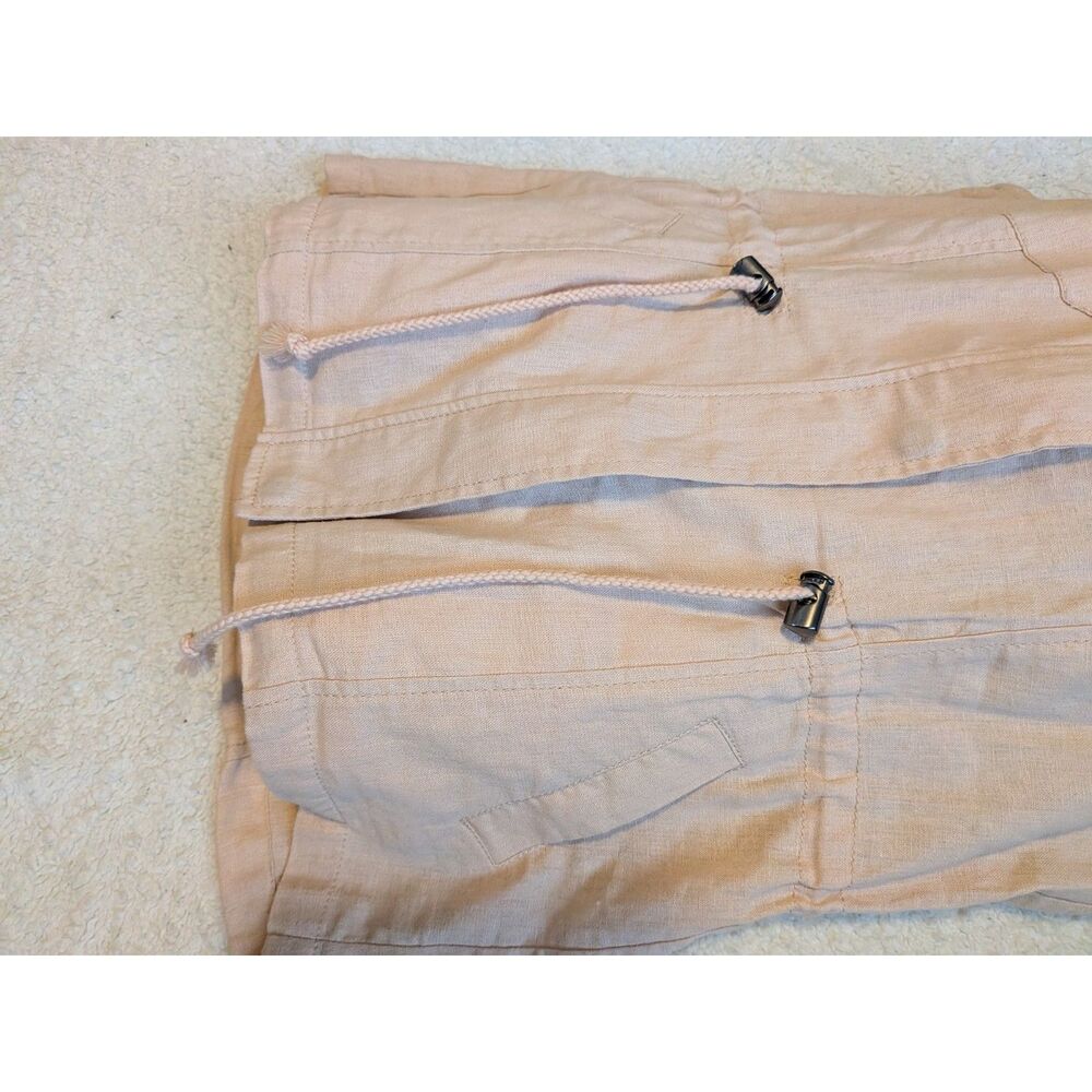 Linen Blend Utility Vest Women Small Peach Summer Military Safari - Picture 8 of 10